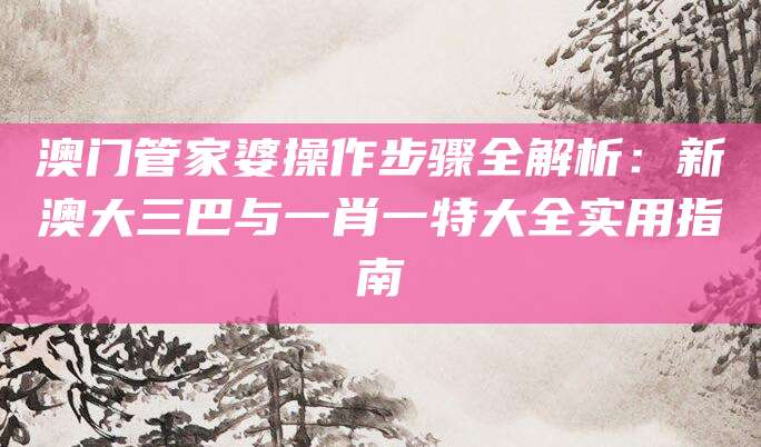 澳门管家婆操作步骤全解析：新澳大三巴与一肖一特大全实用指南